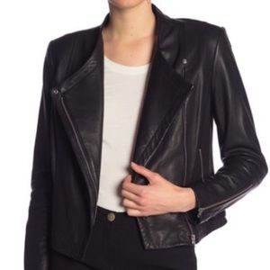 (NWT) THEORY Black Leather Jacket, Size S